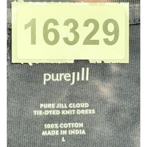 Pure Jill Dress Large Pink Gray Cloud Tie Dye Mini V-Neck Long Sleeve Pullover - Picture 9 of 9